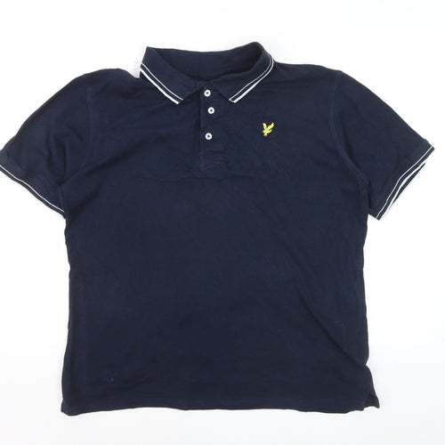 Lyle & Scott Men's Blue XL Cotton Polo Shirt with Logo