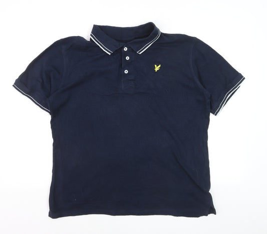 Lyle & Scott Men's Blue XL Cotton Polo Shirt with Logo