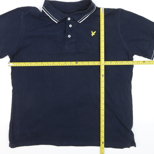 Lyle & Scott Men's Blue XL Cotton Polo Shirt with Logo