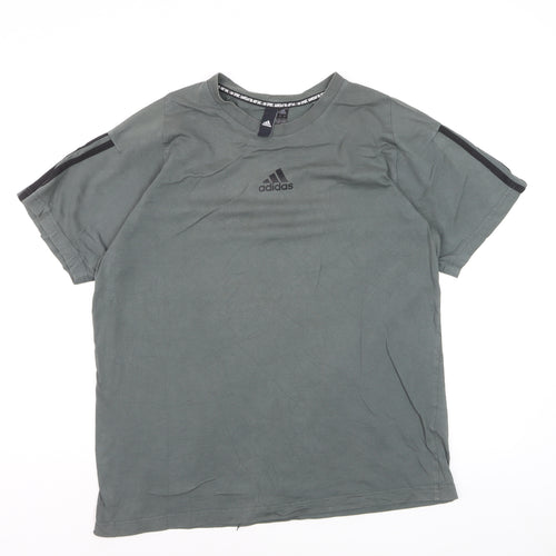 Adidas Men's Green Large Sports T-Shirt Short Sleeve Crew Neck