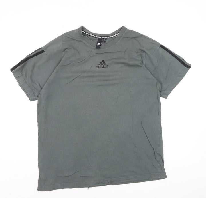 Adidas Men's Green Large Sports T-Shirt Short Sleeve Crew Neck