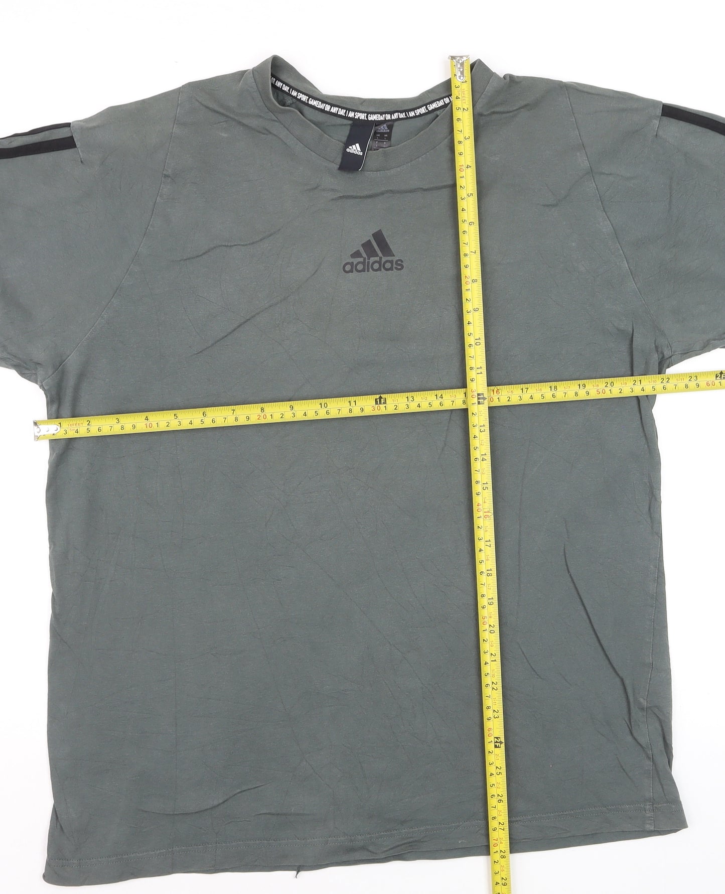 Adidas Men's Green Large Sports T-Shirt Short Sleeve Crew Neck