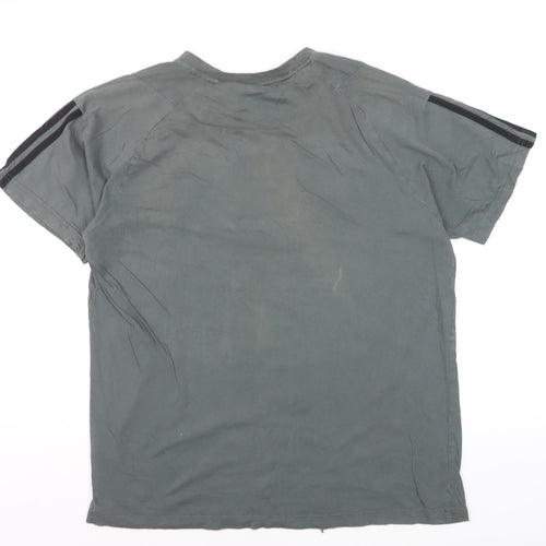 Adidas Men's Green Large Sports T-Shirt Short Sleeve Crew Neck