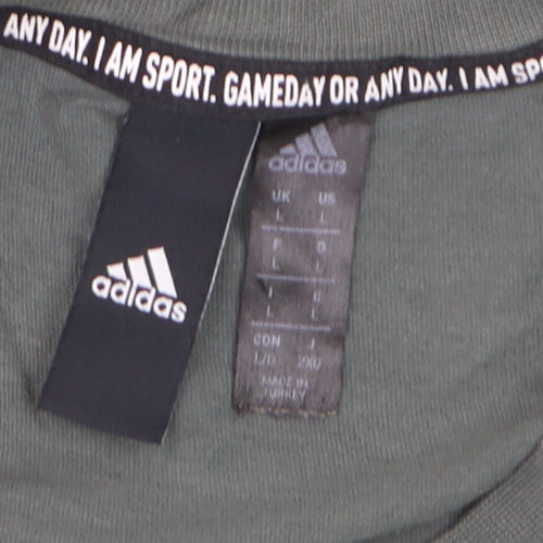 Adidas Men's Green Large Sports T-Shirt Short Sleeve Crew Neck