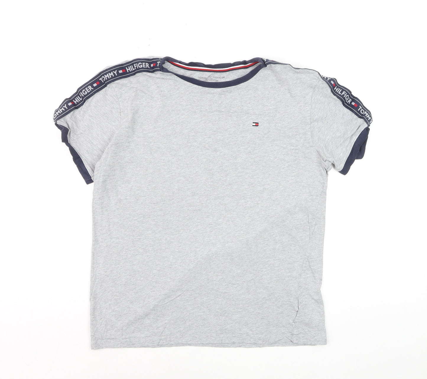 Tommy Hilfiger Men's Grey Medium Crew Neck Logo T-Shirt