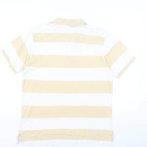 GANT Men’s Beige White Striped Short Sleeve Polo Shirt Size M
