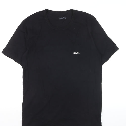 BOSS Men's Black Cotton Crew Neck Logo T-Shirt Size L