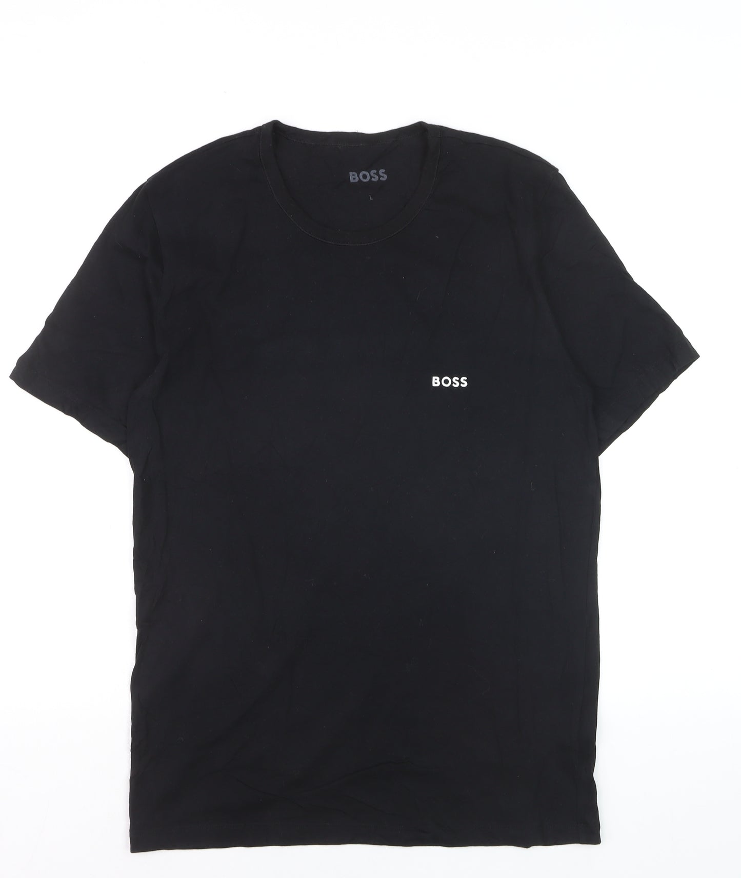 BOSS Men's Black Cotton Crew Neck Logo T-Shirt Size L