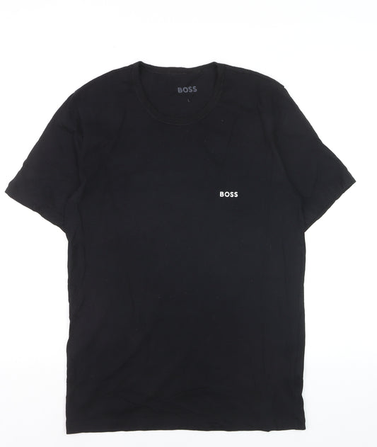 BOSS Men's Black Cotton Crew Neck Logo T-Shirt Size L