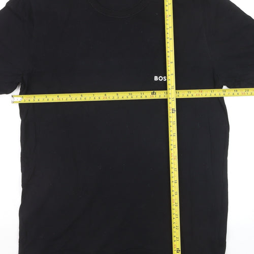 BOSS Men's Black Cotton Crew Neck Logo T-Shirt Size L