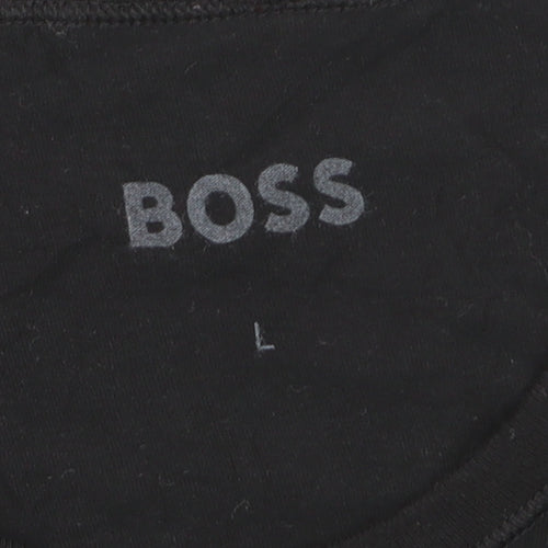 BOSS Men's Black Cotton Crew Neck Logo T-Shirt Size L