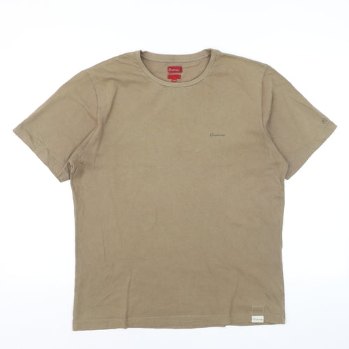 Firetrap Men's Beige Cotton Crew Neck Short Sleeve T-Shirt - M