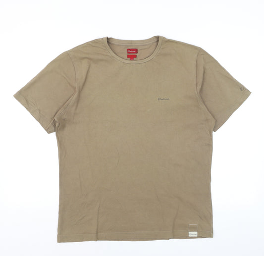 Firetrap Men's Beige Cotton Crew Neck Short Sleeve T-Shirt - M