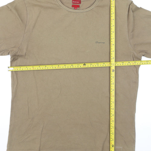 Firetrap Men's Beige Cotton Crew Neck Short Sleeve T-Shirt - M