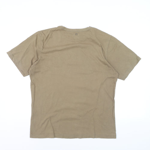 Firetrap Men's Beige Cotton Crew Neck Short Sleeve T-Shirt - M