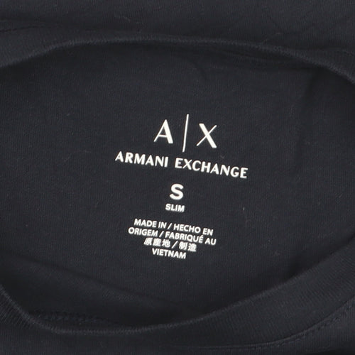 Armani Exchange Men’s Blue Slim Fit Logo Crew Neck T-Shirt Size S