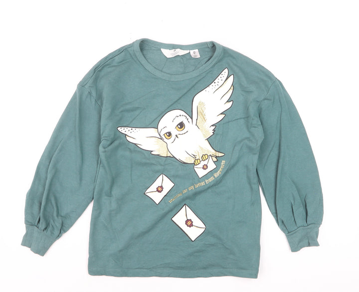 H&M Boys Green Harry Potter Owl Graphic Long Sleeve Sweatshirt 10 Years