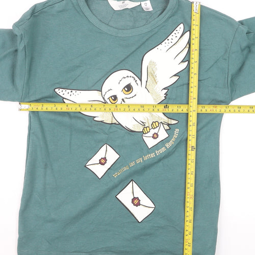 H&M Boys Green Harry Potter Owl Graphic Long Sleeve Sweatshirt 10 Years