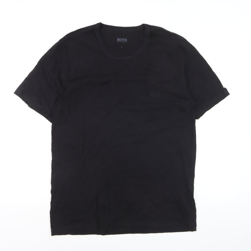 Hugo Boss Men's Black Cotton Crew Neck Regular Fit T-Shirt L