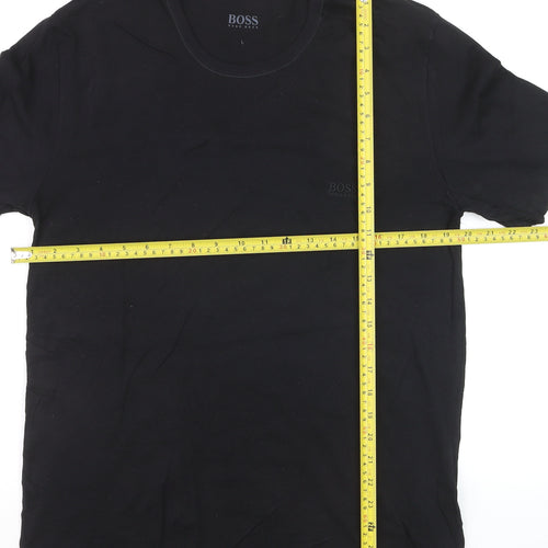 Hugo Boss Men's Black Cotton Crew Neck Regular Fit T-Shirt L