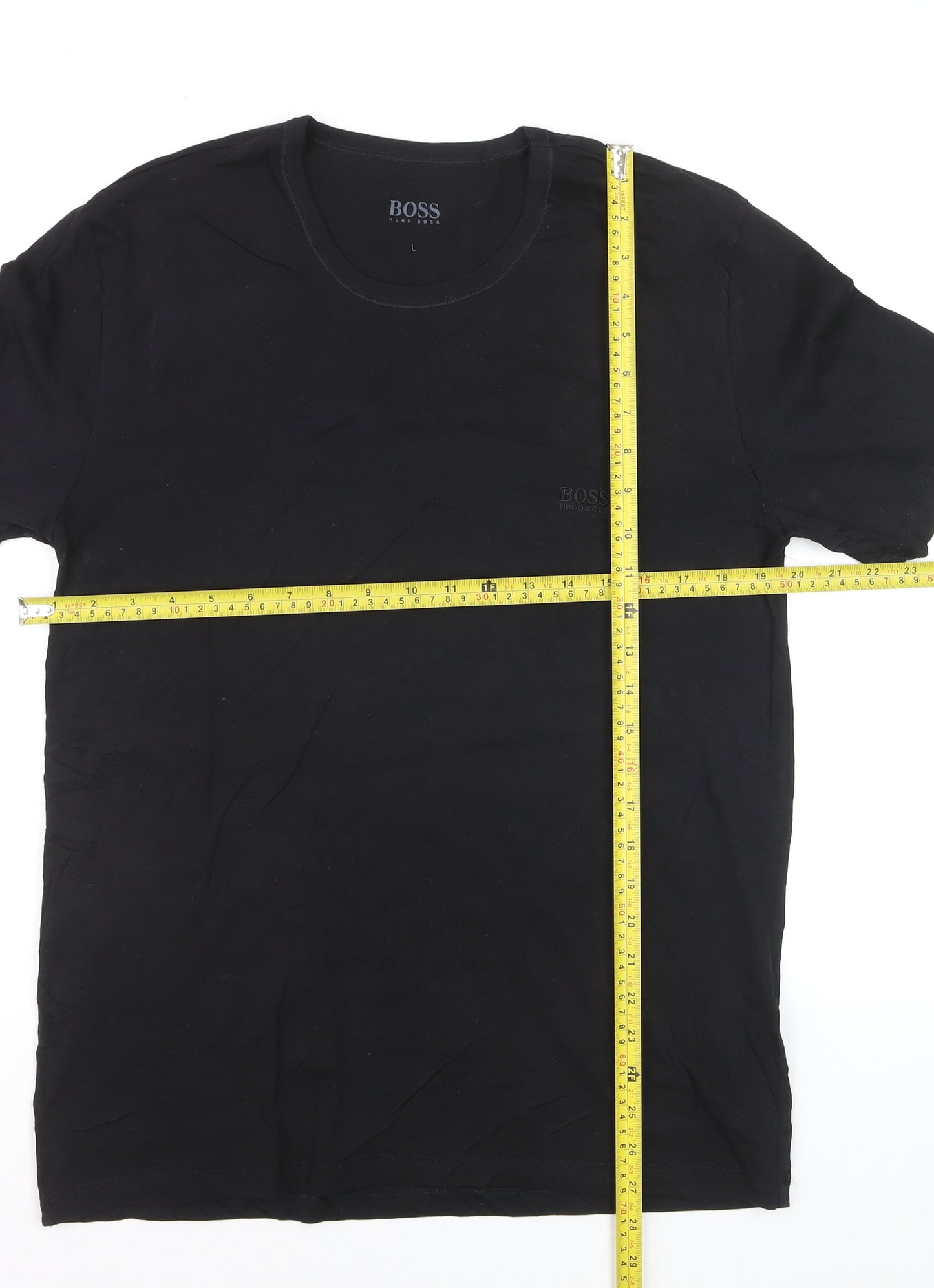 Hugo Boss Men's Black Cotton Crew Neck Regular Fit T-Shirt L