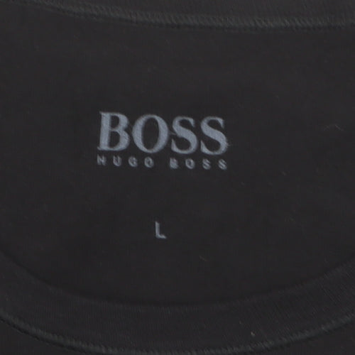 Hugo Boss Men's Black Cotton Crew Neck Regular Fit T-Shirt L