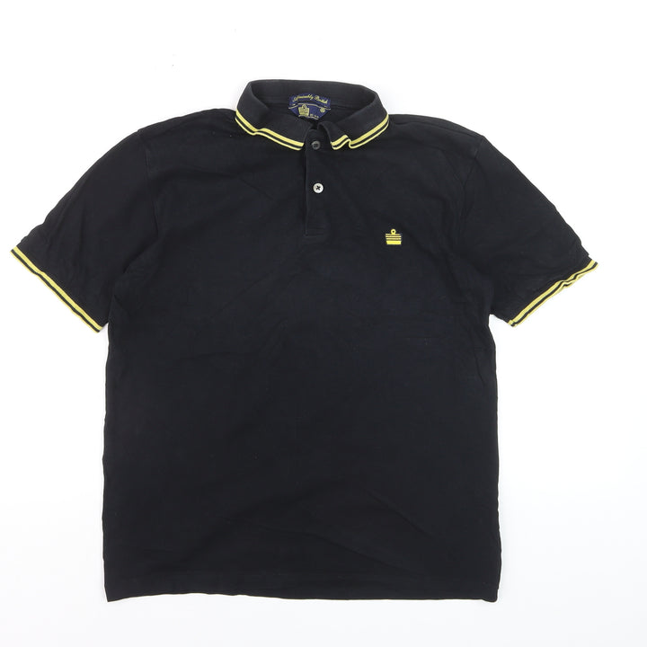 Admiral Men's Black XS Polo Shirt Yellow Trim Cotton Casual Tee