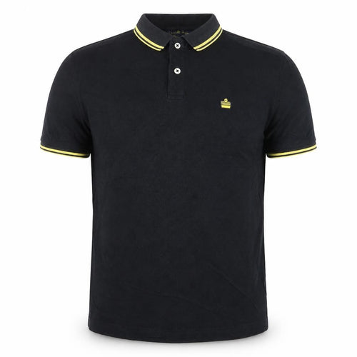 Admiral Men's Black XS Polo Shirt Yellow Trim Cotton Casual Tee