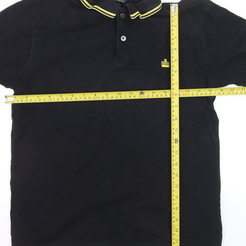 Admiral Men's Black XS Polo Shirt Yellow Trim Cotton Casual Tee