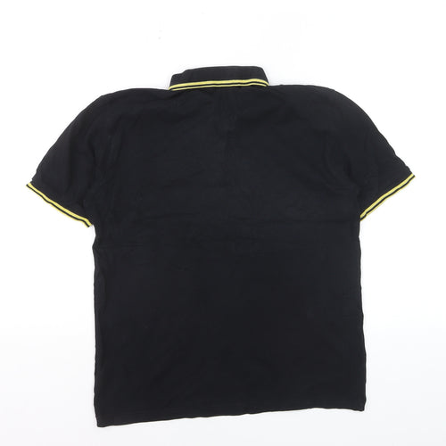 Admiral Men's Black XS Polo Shirt Yellow Trim Cotton Casual Tee