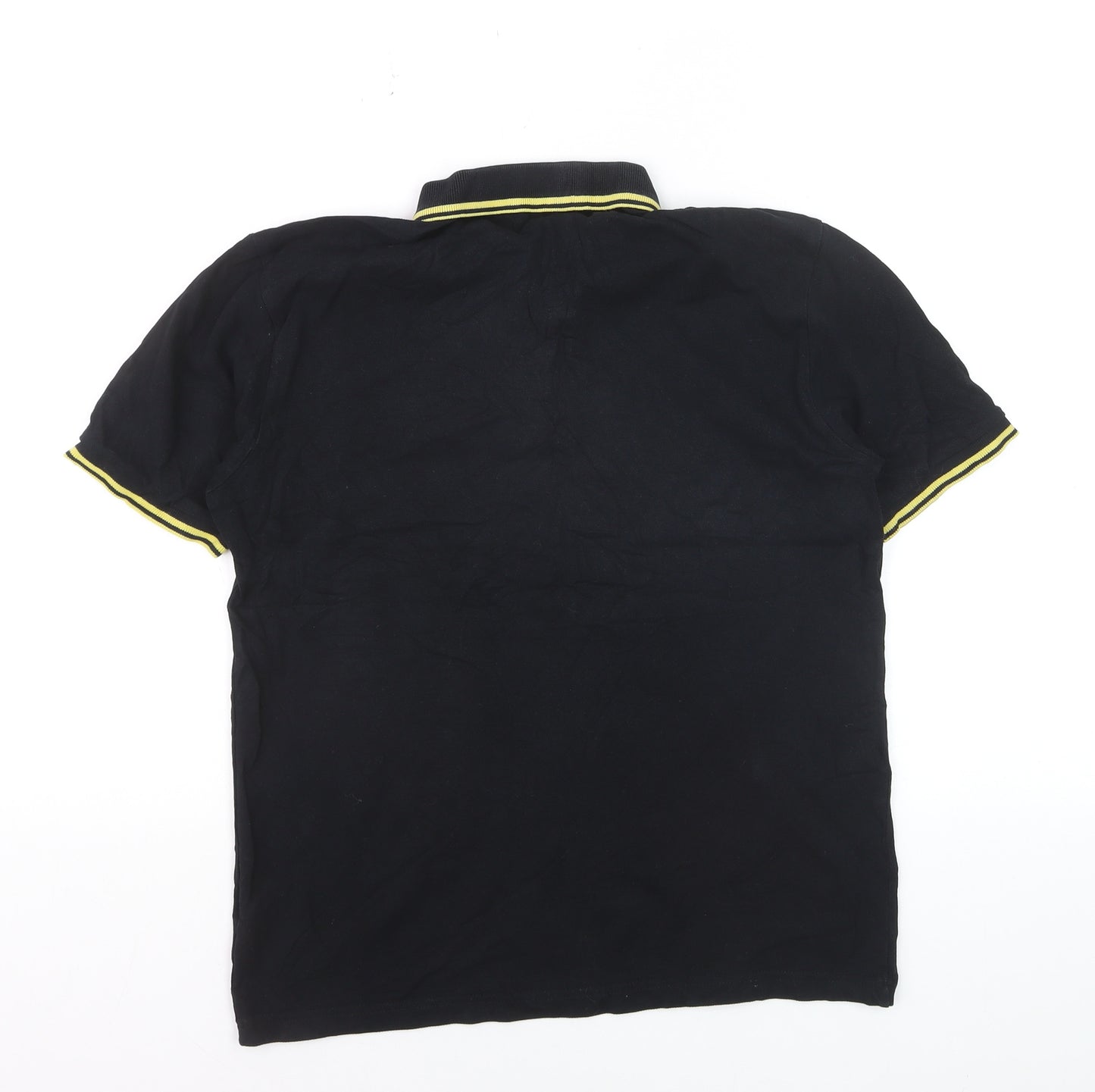 Admiral Men's Black XS Polo Shirt Yellow Trim Cotton Casual Tee