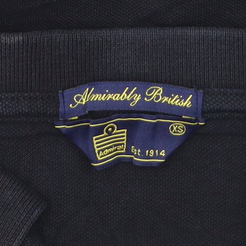 Admiral Men's Black XS Polo Shirt Yellow Trim Cotton Casual Tee