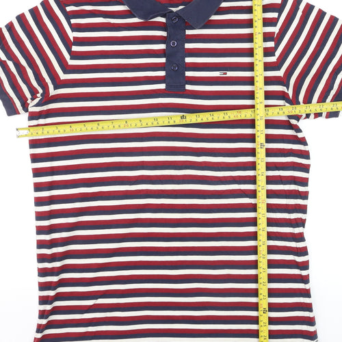 Hilfiger Denim Men's Multicoloured Striped Polo Shirt XL