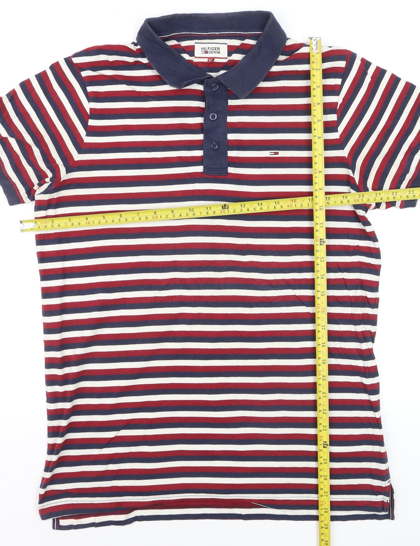 Hilfiger Denim Men's Multicoloured Striped Polo Shirt XL