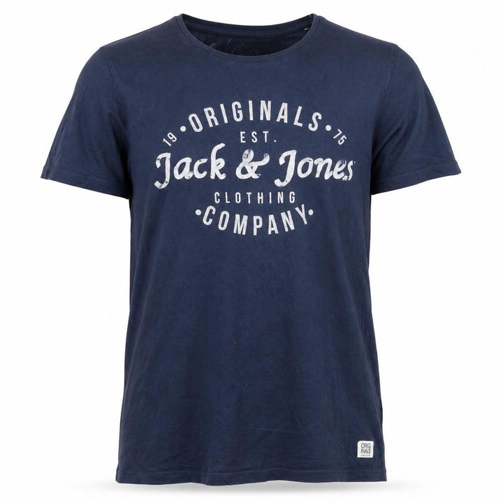 Jack & Jones Men's Blue Graphic Print T-Shirt Size L