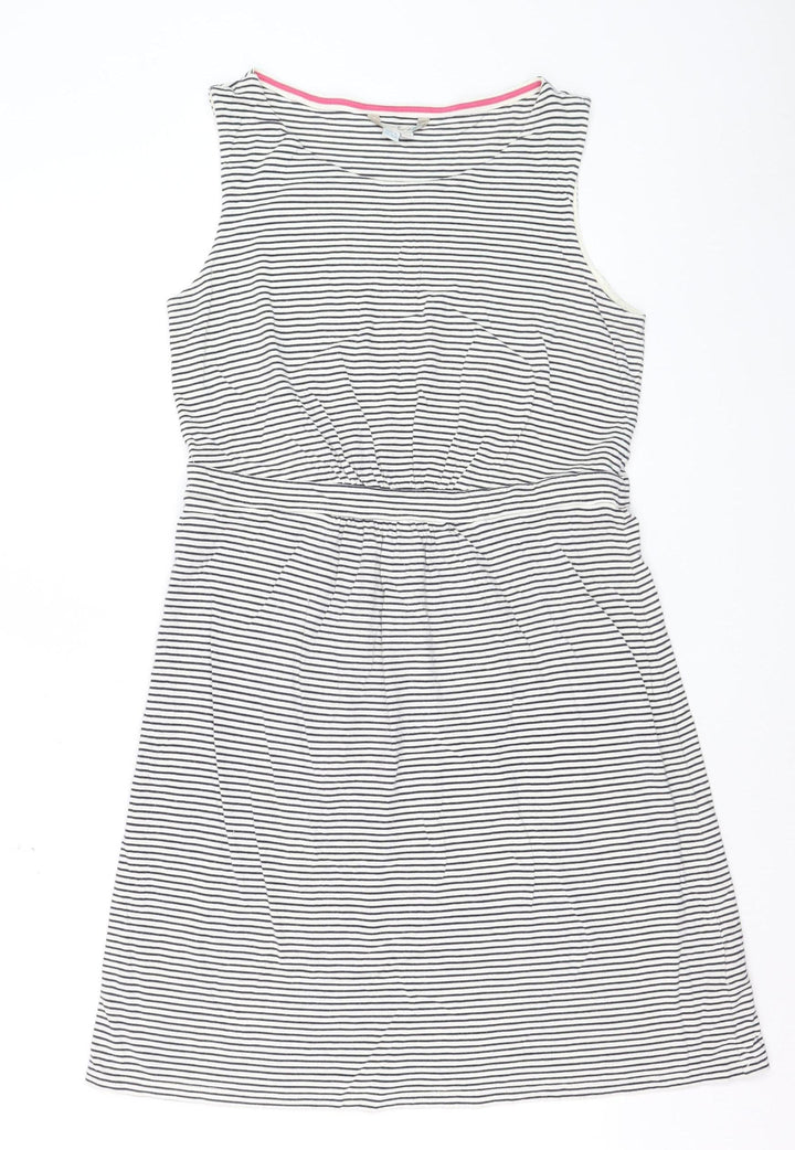 Boden Women Blue Striped A-Line Sleeveless Jersey Dress Size 16