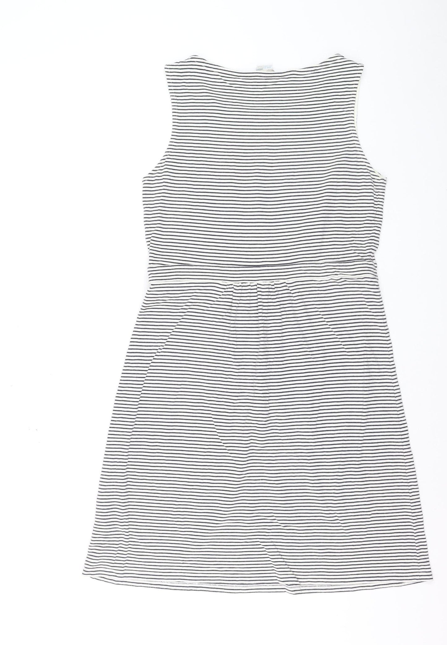 Boden Women Blue Striped A-Line Sleeveless Jersey Dress Size 16