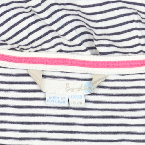 Boden Women Blue Striped A-Line Sleeveless Jersey Dress Size 16