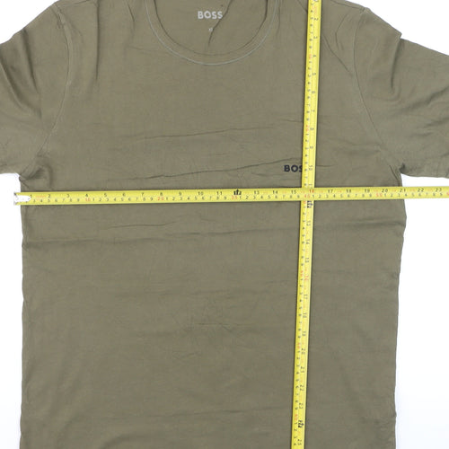 BOSS Men's Green XL Regular Fit Cotton Crew Neck T-Shirt
