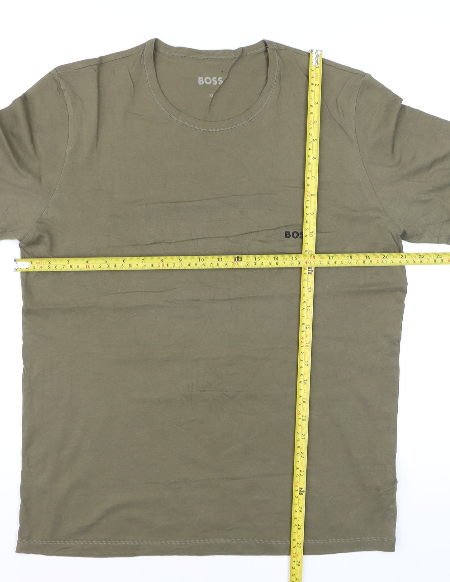 BOSS Men's Green XL Regular Fit Cotton Crew Neck T-Shirt