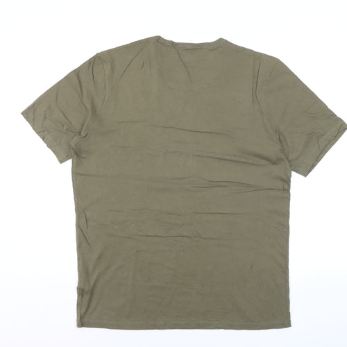 BOSS Men's Green XL Regular Fit Cotton Crew Neck T-Shirt