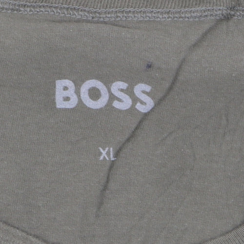 BOSS Men's Green XL Regular Fit Cotton Crew Neck T-Shirt
