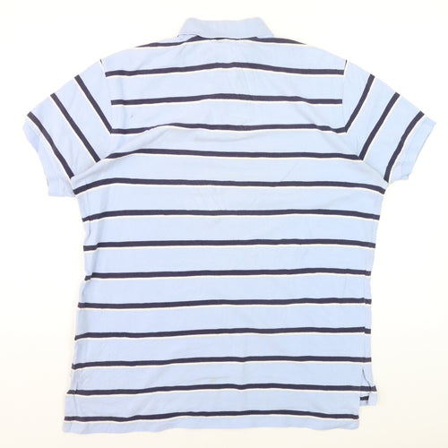 Ralph Lauren Men’s Blue Striped Cotton Polo Shirt Size L