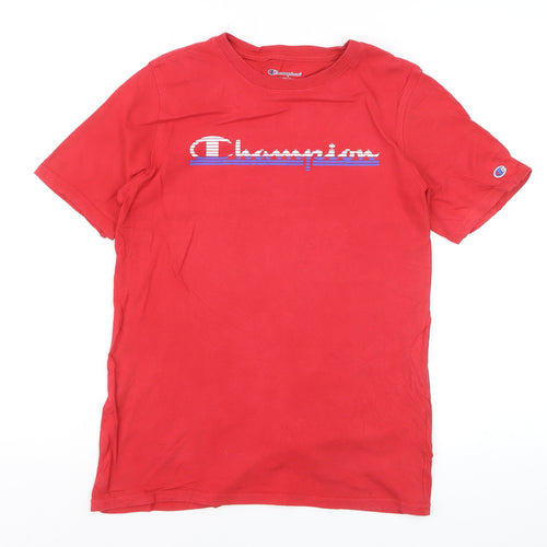 Champion Boys Red Graphic Logo T-Shirt Size 12-13 Years Short Sleeve Cotton