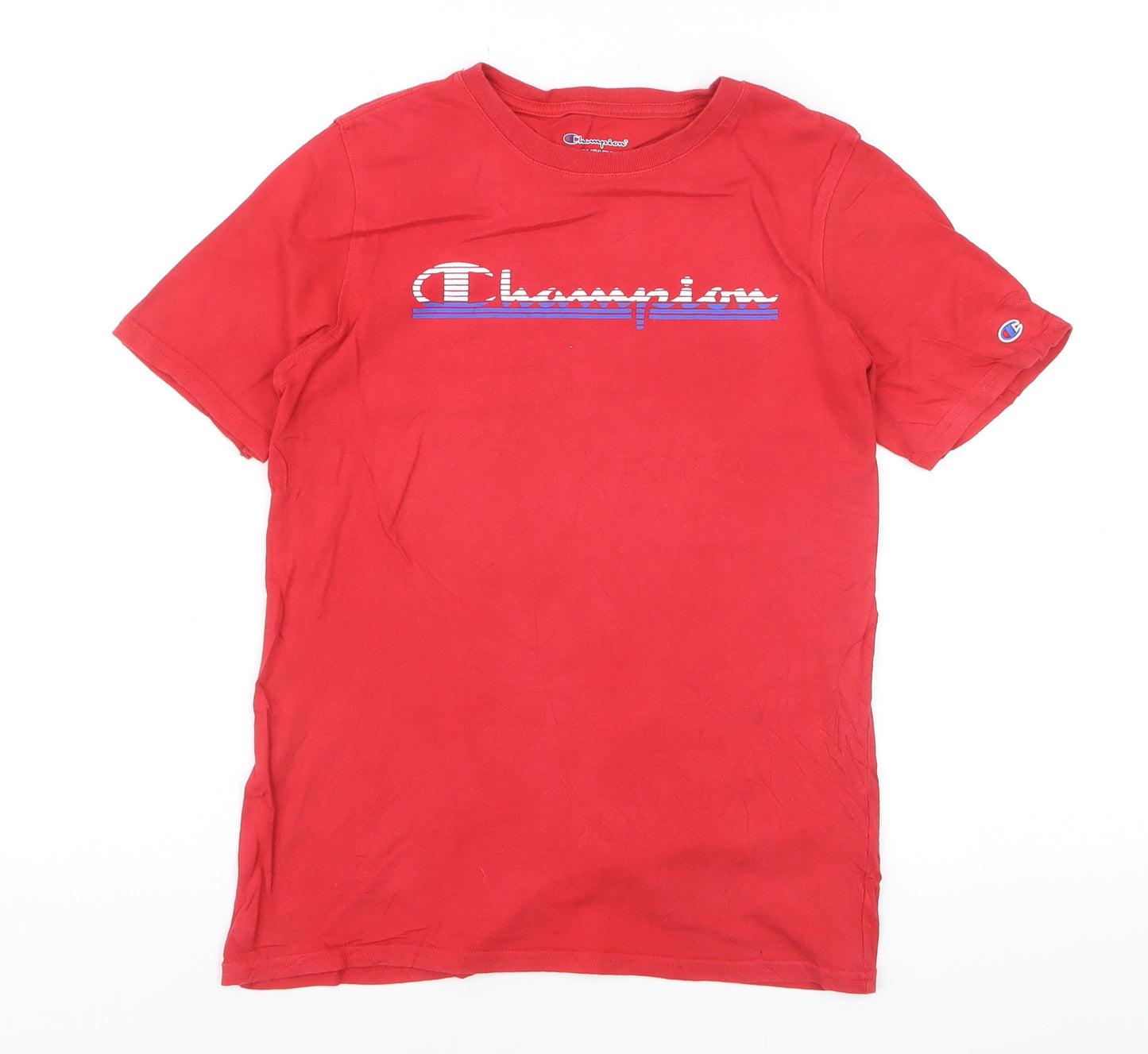 Champion Boys Red Graphic Logo T-Shirt Size 12-13 Years Short Sleeve Cotton
