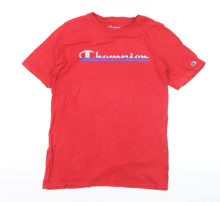 Champion Boys Red Graphic Logo T-Shirt Size 12-13 Years Short Sleeve Cotton