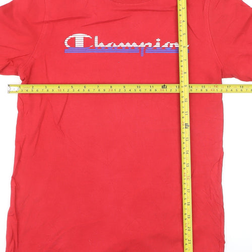 Champion Boys Red Graphic Logo T-Shirt Size 12-13 Years Short Sleeve Cotton