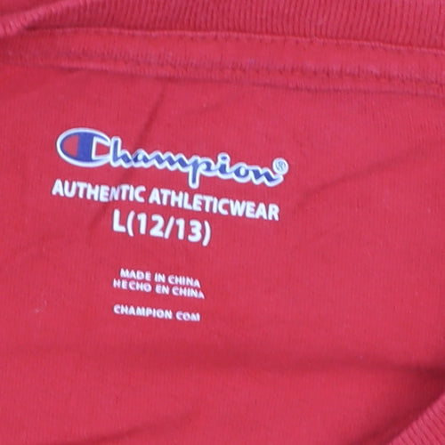 Champion Boys Red Graphic Logo T-Shirt Size 12-13 Years Short Sleeve Cotton