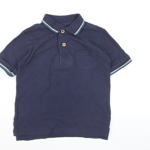 FatFace Boys Navy Blue Polo Shirt Size 4-5 Years Cotton Casual Top