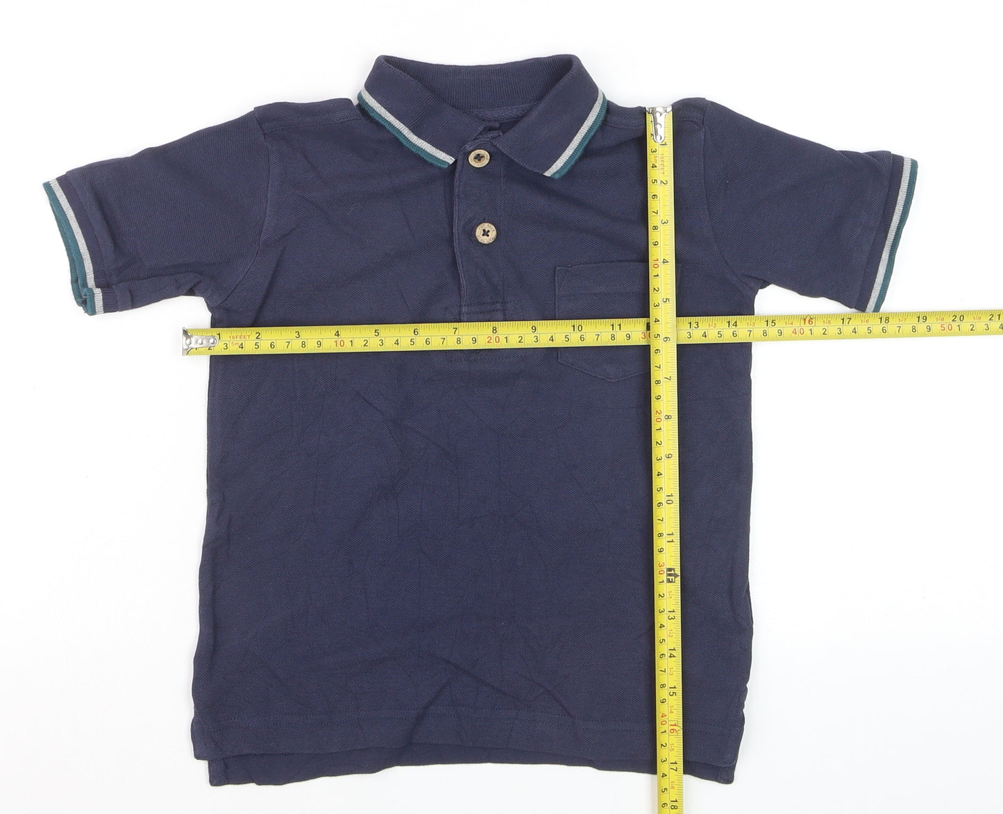 FatFace Boys Navy Blue Polo Shirt Size 4-5 Years Cotton Casual Top